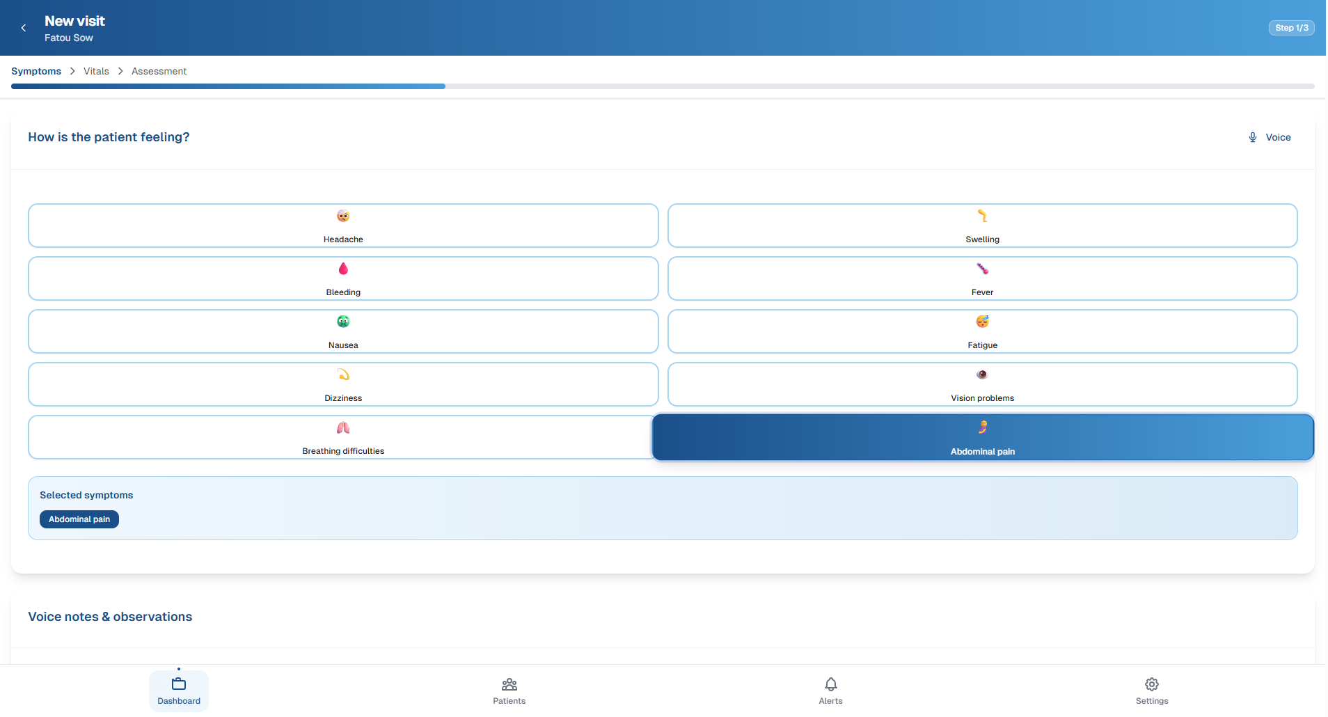 CHW Dashboard Symptoms Input1
